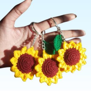  Crochet Sunflower Keychains
